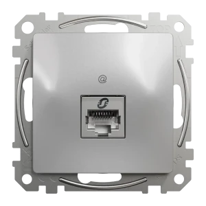 Розетка компьютерная встраиваемая Systeme Electric Sedna Design RJ45 cat 5E, цвет алюминий