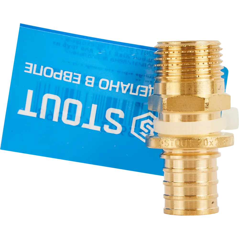 Переходник STOUT 20x1/2" для трубопроводов из никелированной латуни 82197777 STLM-0021688 - Вид №4