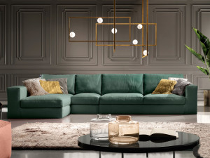 Тканевый диван с полуостровом