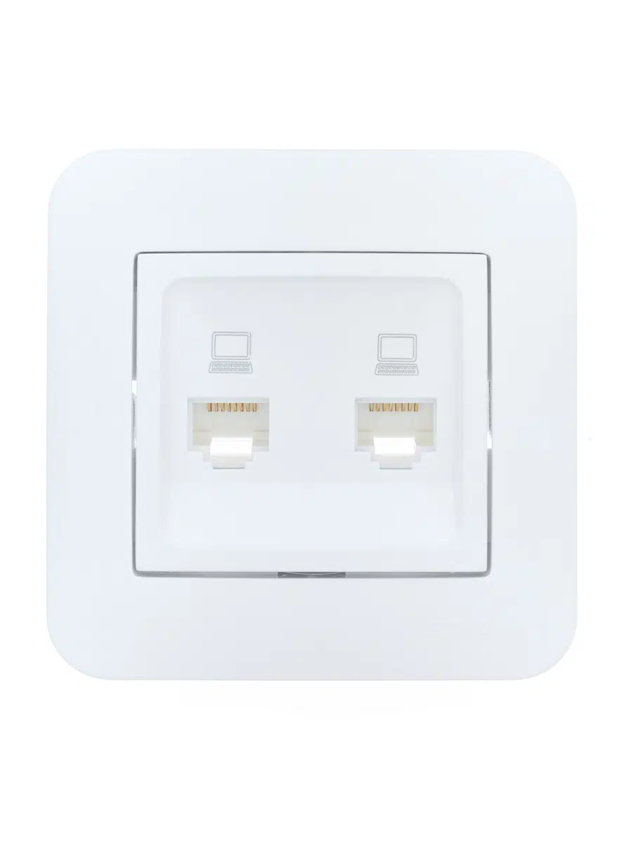 ASTI Розетка компьютерная двойная белая LEZARD 7081-0202-141 - Вид №1