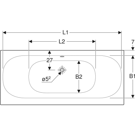 554.007.01.1 Прямоугольная ванна Geberit Soana, с узкими краями, Duo Geberit  - Вид №2