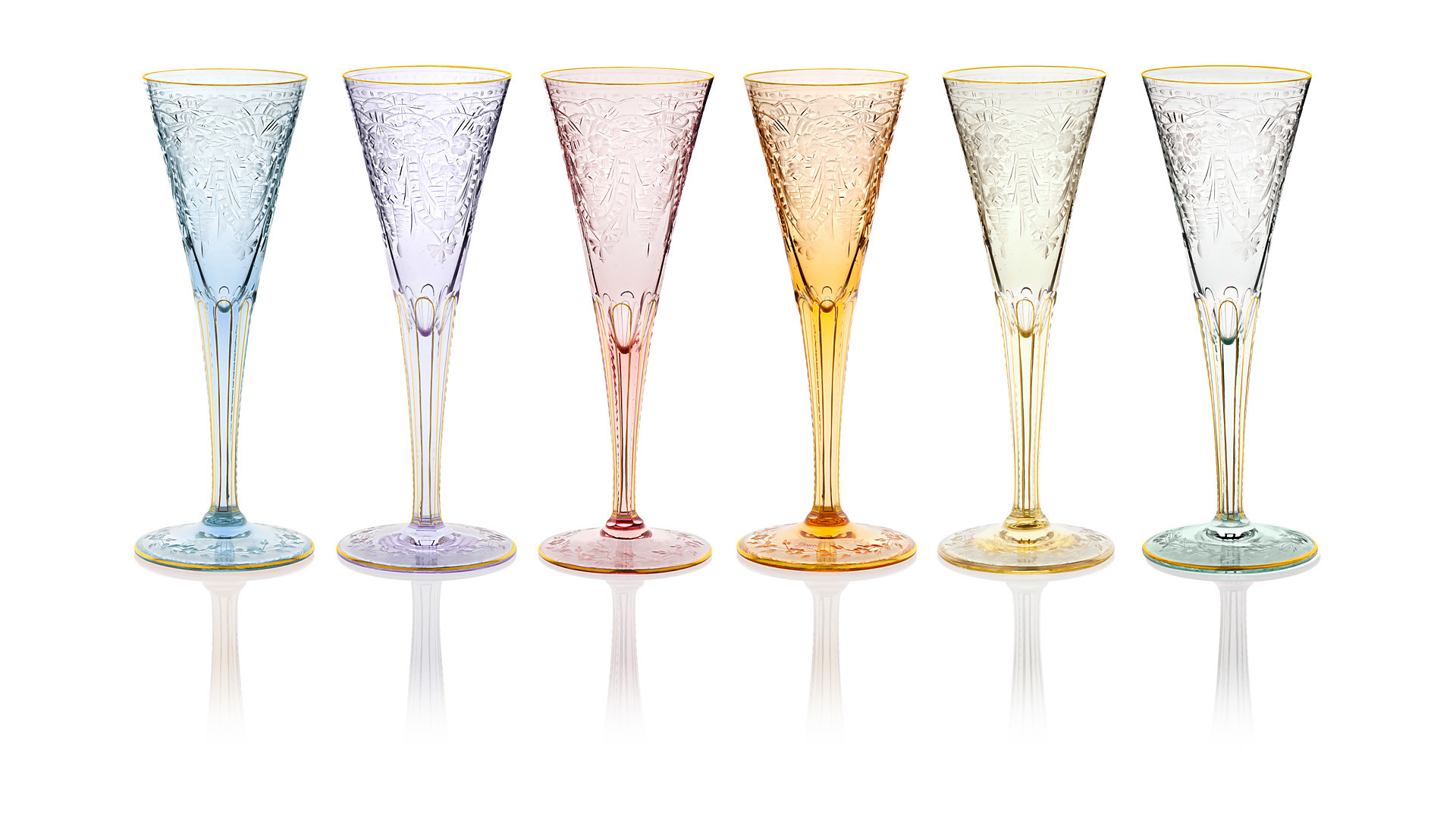 74462 Moser Набор из 6 фужеров для шампанского 160мл "Махарани" (6цв) п/к Хрусталь бессвинцовый  - Вид №1