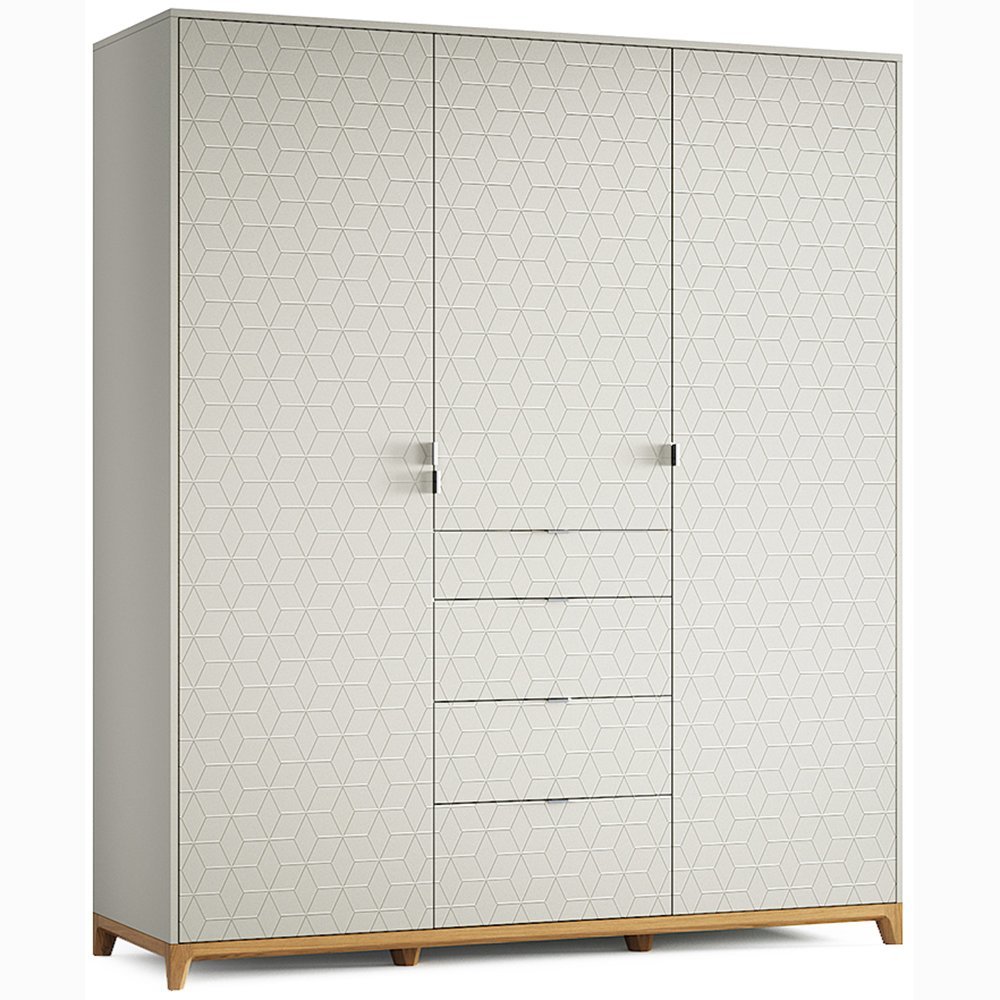 Шкаф трехстворчатый с ящиками светло-серый Case №2 THE IDEA  210393 Серый  - Вид №13