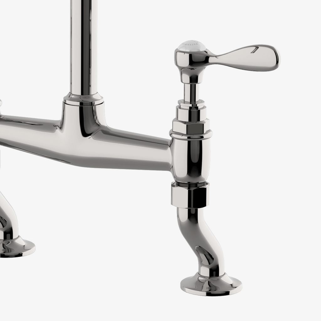 EAKM12 Faucet кухни Gooseneck моста винтажного 2 Easton 2 отверстия, ручки рычага металла Waterworks  - Вид №1