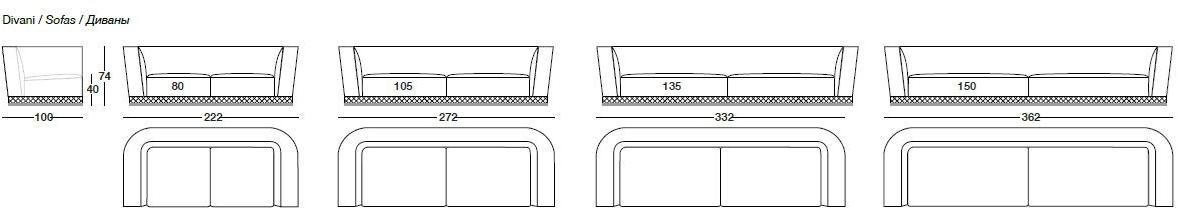 Longhi 3-х местный тканевый диван Loveluxe 2016 – vanity collection W 587 - Вид №4