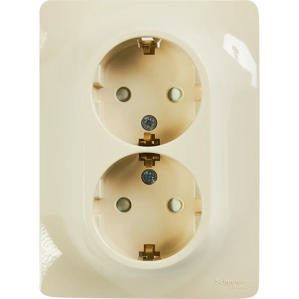 Schneider Electric Glossa — двойная розетка с заземлением, бежевая 86710161 STLM-0070782