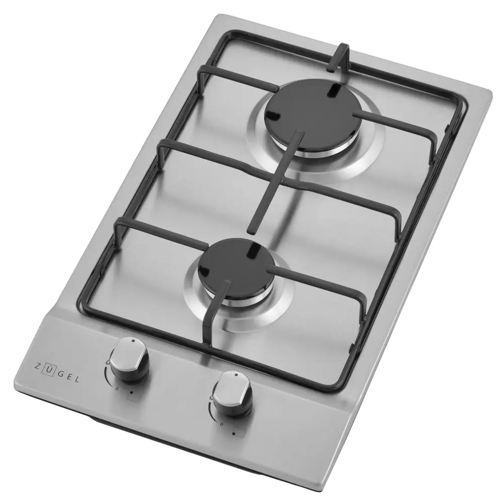 Газовая варочная панель Zugel ZGH293X 29 см 2 конфорки цвет серый STLM-2113796 - Вид №1