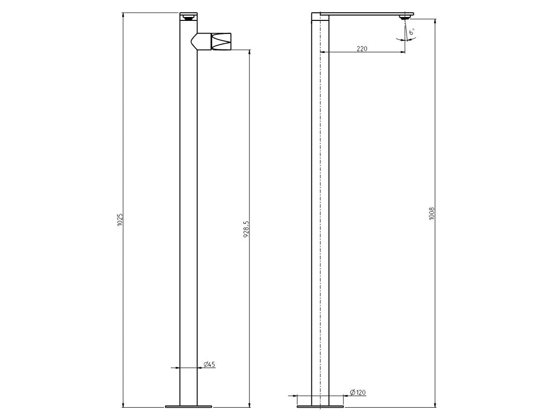 Смеситель для раковины из нержавеющей стали без слива Rubinetterie Frattini Aline ARCH-00032344 - Вид №2