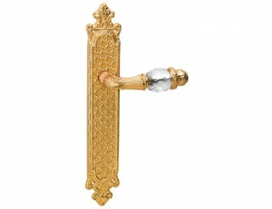 0A4640.000.12 Дверные ручки на пластинах с кристаллами сваровски Золото 24К с черной патиной