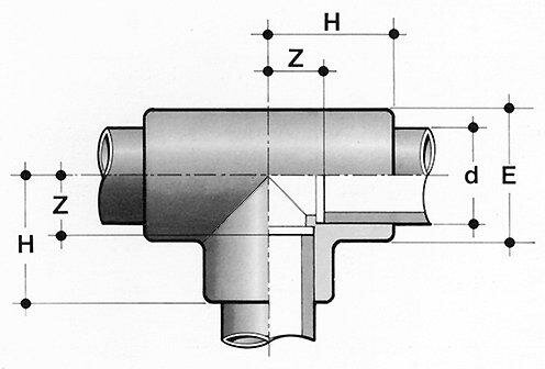 SANIT 522447020015075 Тройник 90 °, РР, SDR 11, для тепловой сварки  - Вид №1