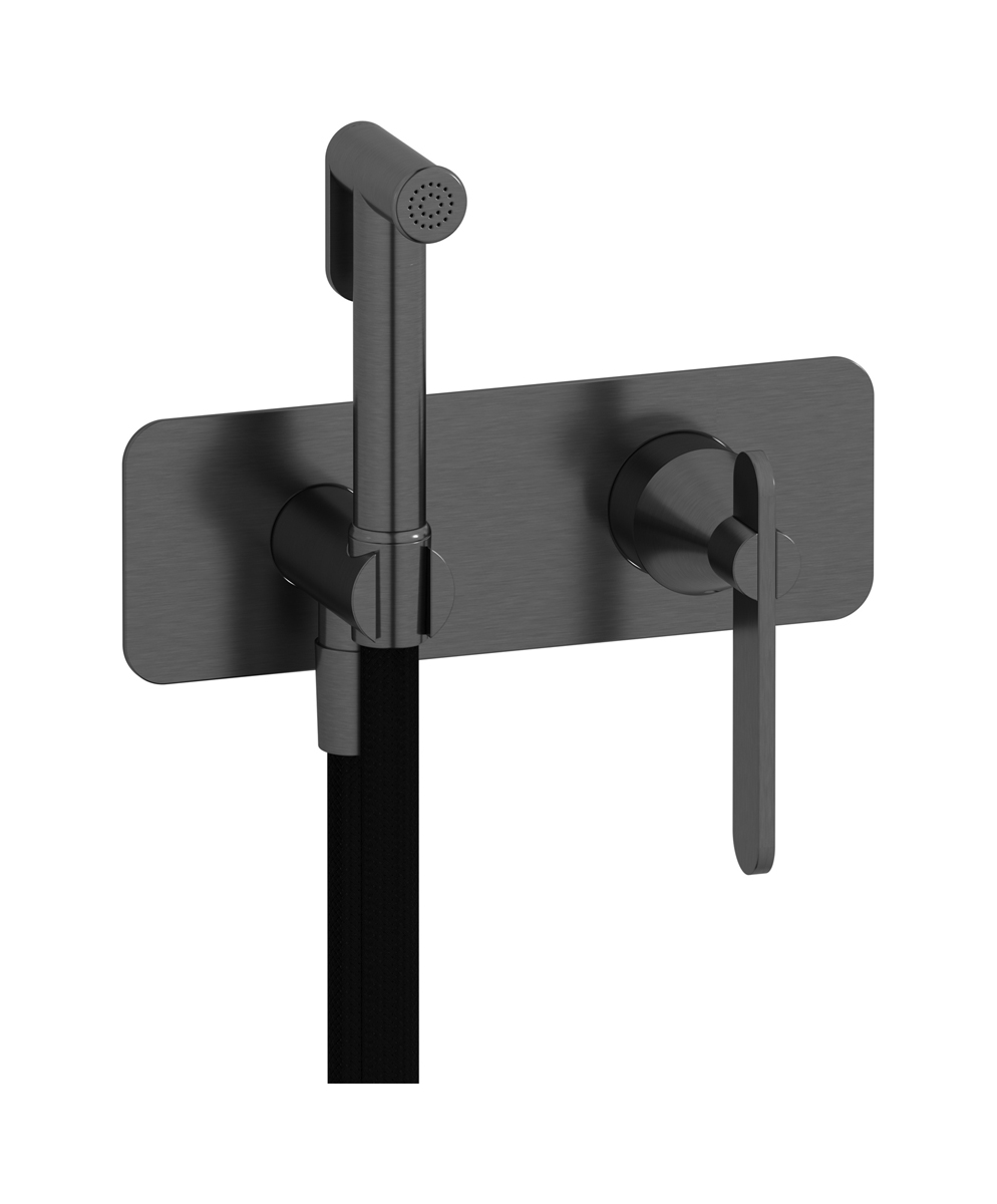 Внешние части гигенического душа со смесителем. WE ARE IB ol220sr Brushed Black Chrome Soho