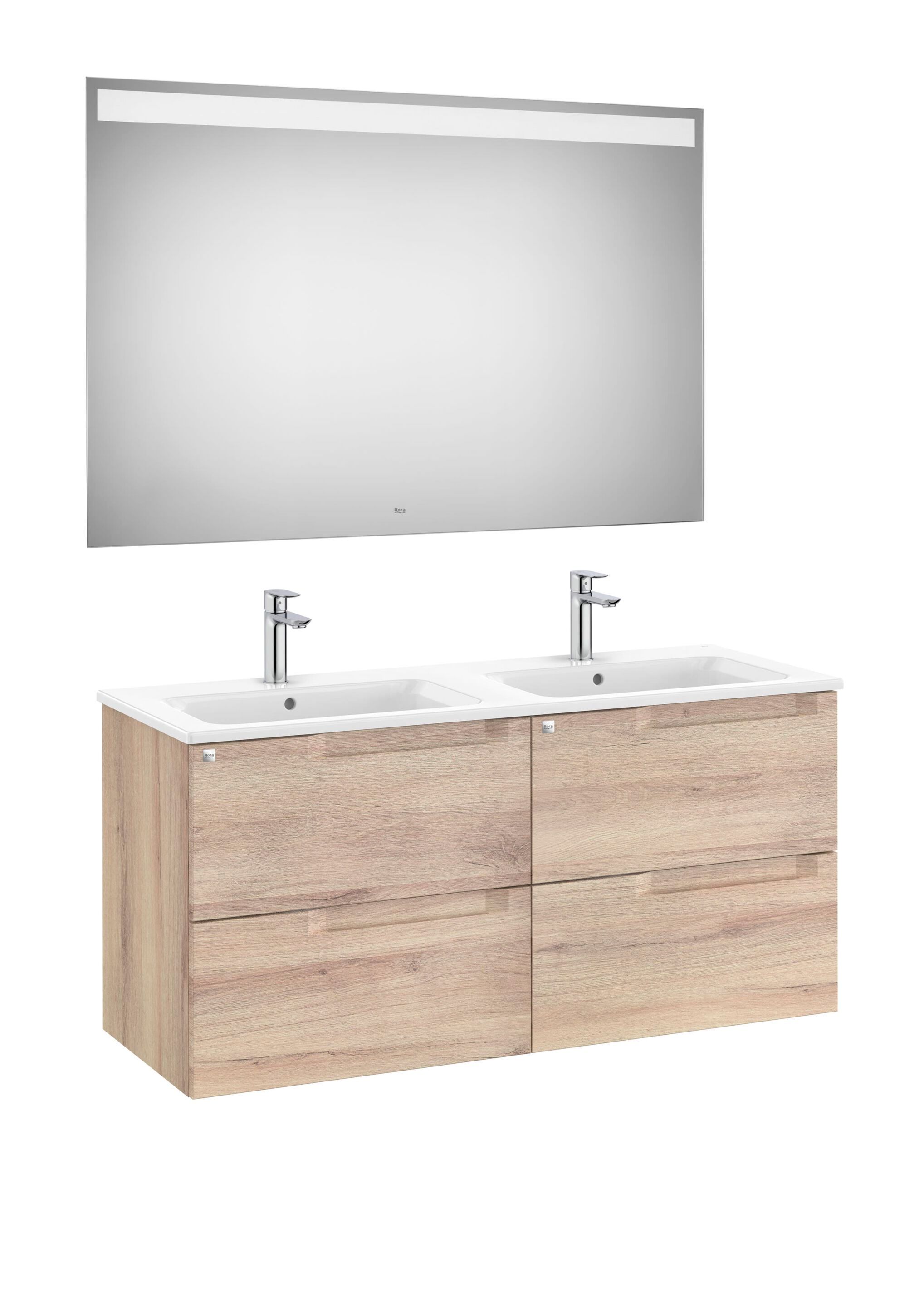 Деревянный подвесной двойной умывальник с зеркалом Roca Aleyda ARCH-00075202 - Вид №1