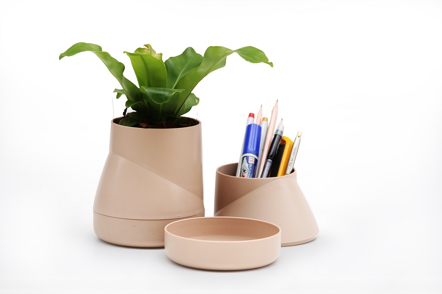 QLX20002-CR Горшок цветочный hill pot, большой, кремовый Qualy  - Вид №3