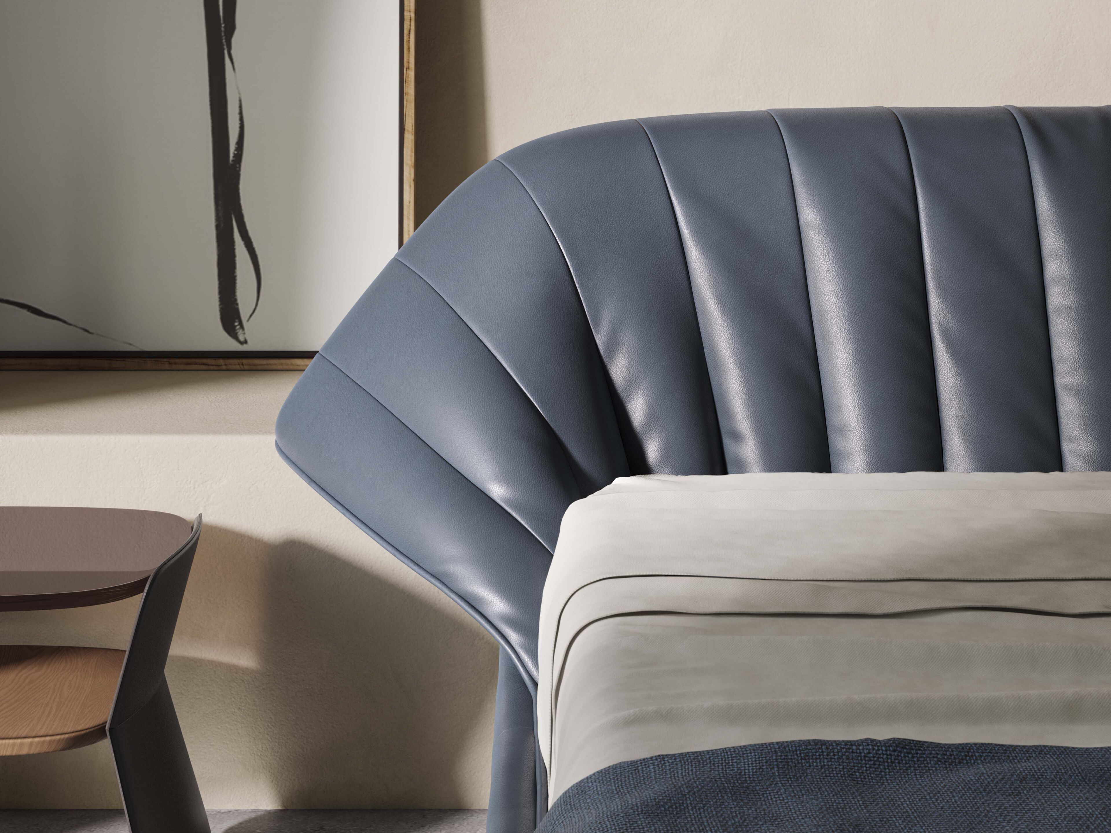 Двуспальная кровать-контейнер с мягким изголовьем Natuzzi Italia CALA ARCH-00076169 - Вид №7