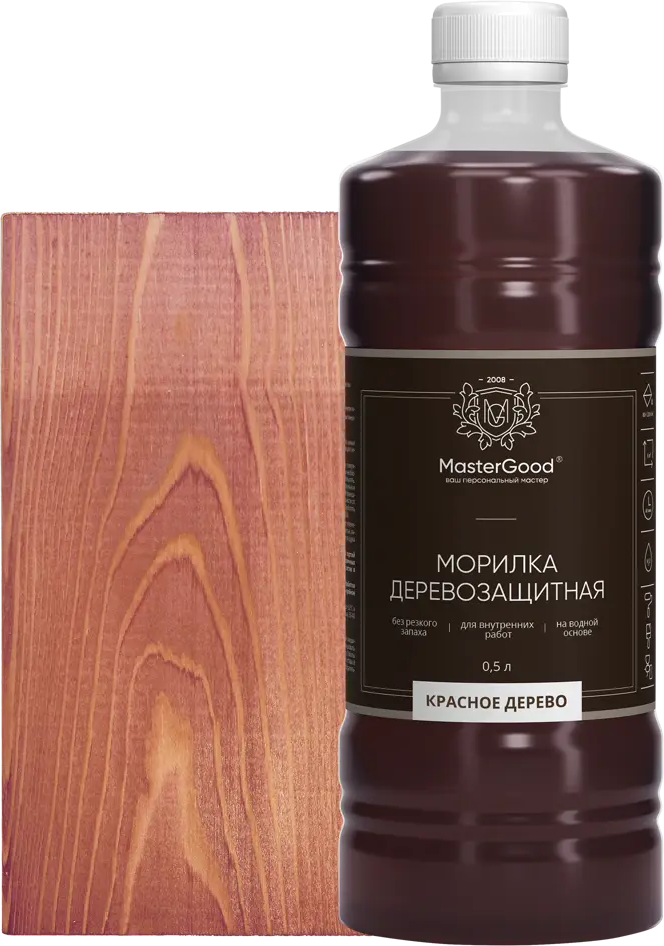 88038573 Морилка для дерева на водной основе Good Master 0.5 л цвет красное дерево STLM-0076608