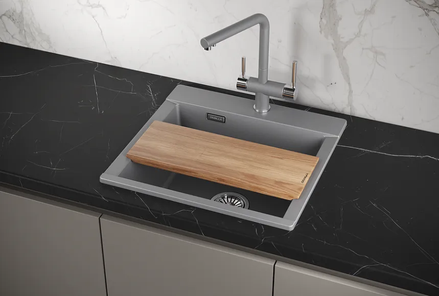 ES-5201, АЛЮМИНИУМ, кухонная мойка, кварц, ESTETICA GRANULA 5201-ST165