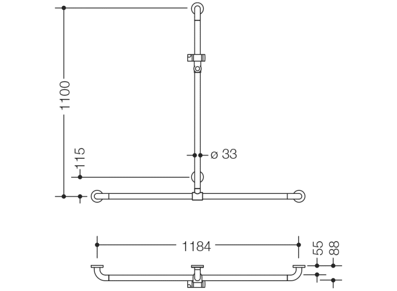 801.35.43054 Поручень для душа с выдвижным держателем для душа HEWI WARM TOUCH  - Вид №1
