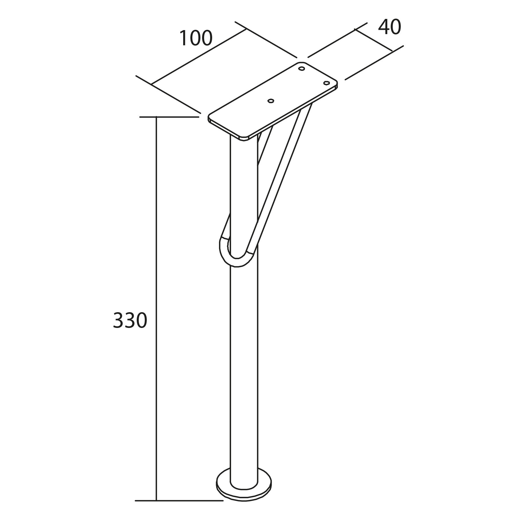 84126 SALGAR Комплект из 2 ножек DEVA BLACK Высота 330 мм - Вид №1