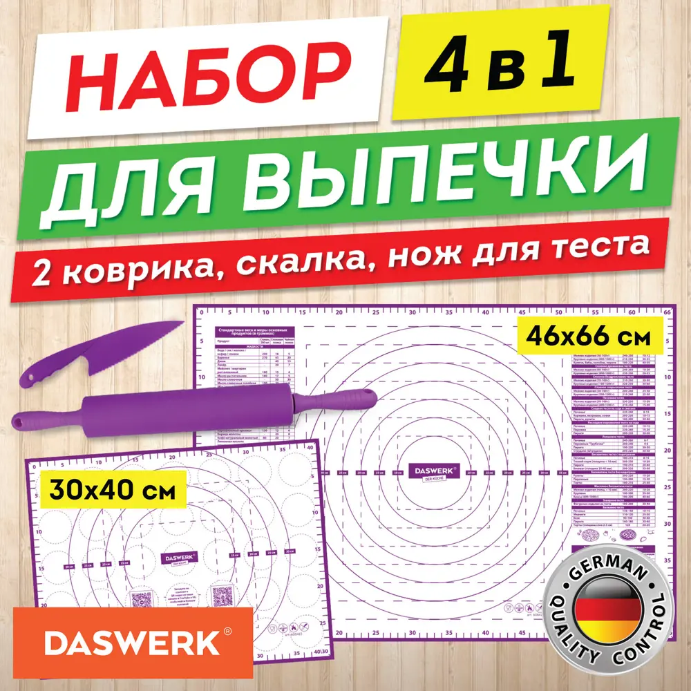 91190673 Коврик для теста Daswerk цвет фиолетовый 608429 STLM-0513685