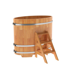 1496 Купель овальная из сращенных ламелей лиственницы 0,80х1,42х1,2 натуральная Alyarus