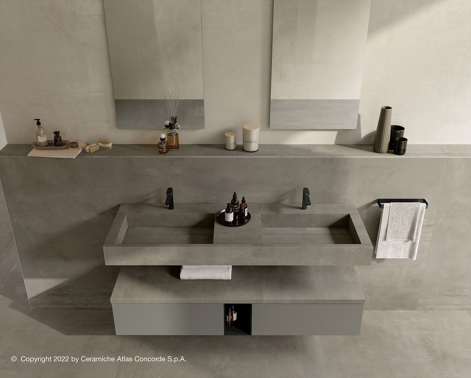 Двойная подвесная раковина с подвесным комодом Atlas Concorde Habitat Dialogo ARCH-00037908 - Вид №1