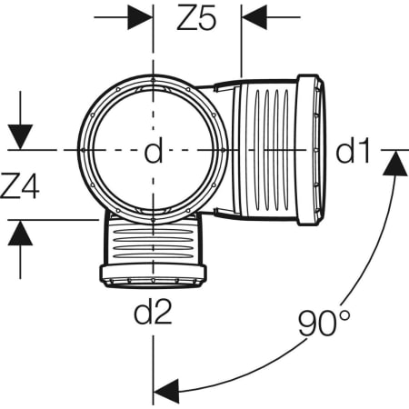 GEBERIT 390.570.14.1 Крестовина двухплоскостная комбинированная Geberit Silent-PP 87,5°, левая  - Вид №2