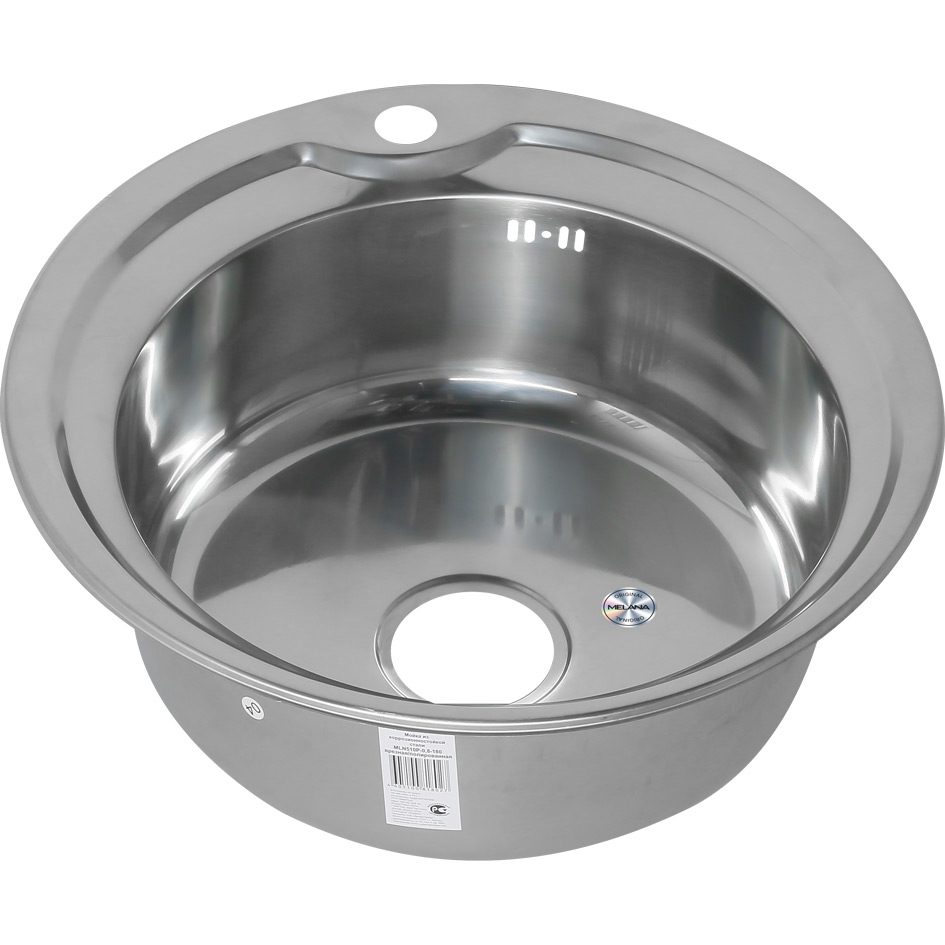 Мойка 510 MELANA 0,8/180 врезная круглая с сифоном (001 ta *15) 001 ta (*15)
