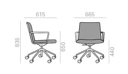 Офисное кресло с регулируемой высотой и колесами с 5 спицами Andreu World Flex Executive ARCH-00124099 - Вид №2