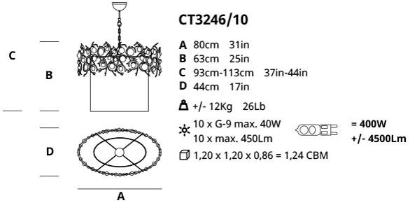 Serip Галогенный подвесной светильник с кристаллами Diamond Ct3246/10 - Вид №2