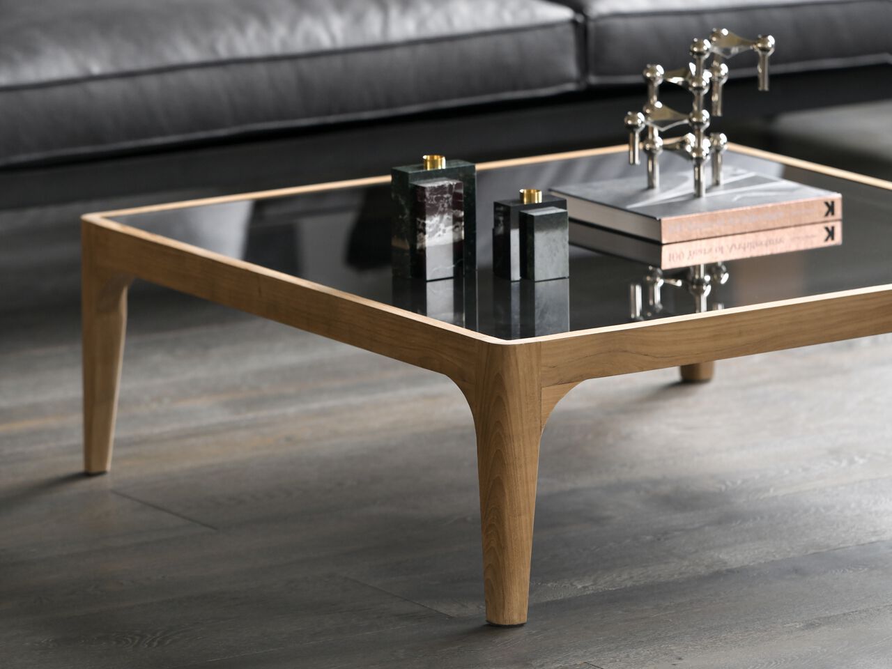Квадратный деревянный и стеклянный журнальный столик Air Division Perry ARCH-00092568 - Вид №6
