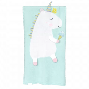 Плед ЕДИНОРОГ 60*120 св.бирюза+белый APERO ДИЗАЙНЕРСКИЕ, ЕДИНОРОГ, ЖИВОТНЫЕ 134604 Голубой