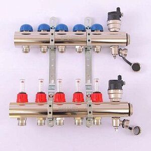 Коллектор 1'х3/4" ЕК 5 выходов EMMETI TOPWAY с расходомерами и вентилями