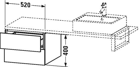 LC583708989 Шкафчик для консоли L-Cube #LC5837 520 x 547 мм Фланелево-серый глянцевый лак Duravit - Вид №1
