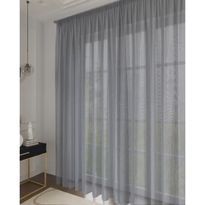 MIAMOZA Тюль Елочка серый 300x280 см - элегантная сетчатая занавесь 89398907