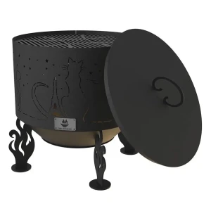 91415402 Костровая чаша Fire-House Коты и звезды d 50 см с решеткой гриль и крышкой пламегасителем 50x49 см STLM-1448938