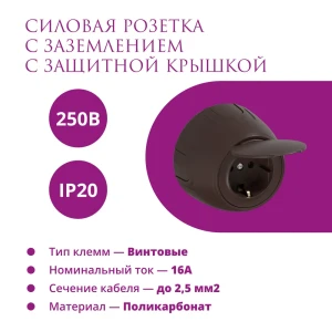 91402883 Розетка накладная Onekeyelectro Rotondo с заземлением цвет коричневый STLM-1105609