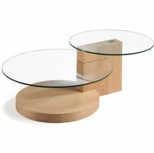 Журнальный столик стеклянный с основанием светлый дуб Personal LE607-A от Angel Cerda ANGEL CERDA  241771 Прозрачный