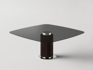 Квадратный стол из дерева и стекла