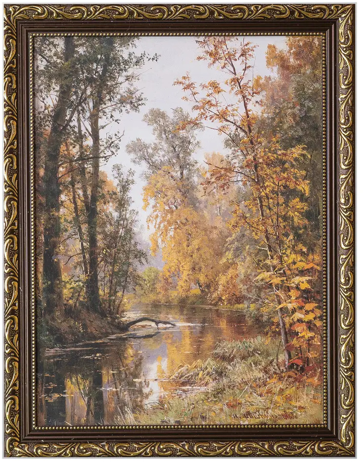 90400717 Картина в раме "Осенний пейзаж. Парк в Павловске", И.И.Шишкин. 30x40 см STLM-0215014