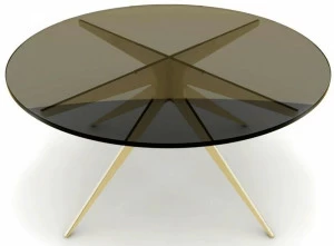 GABRIEL SCOTT Круглый журнальный столик из стали и стекла для гостиной Dean