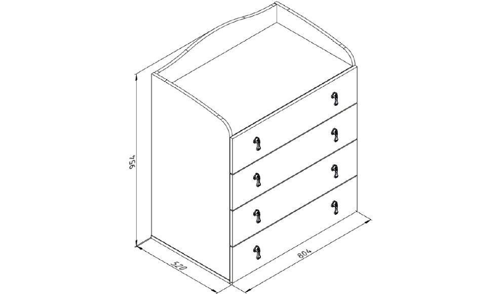 Комод детский с 4 ящиками и бортиками "Зефир" МАНДАРИН ЗЕФИР 178704 Белый;розовый Santreyd  - Вид №3