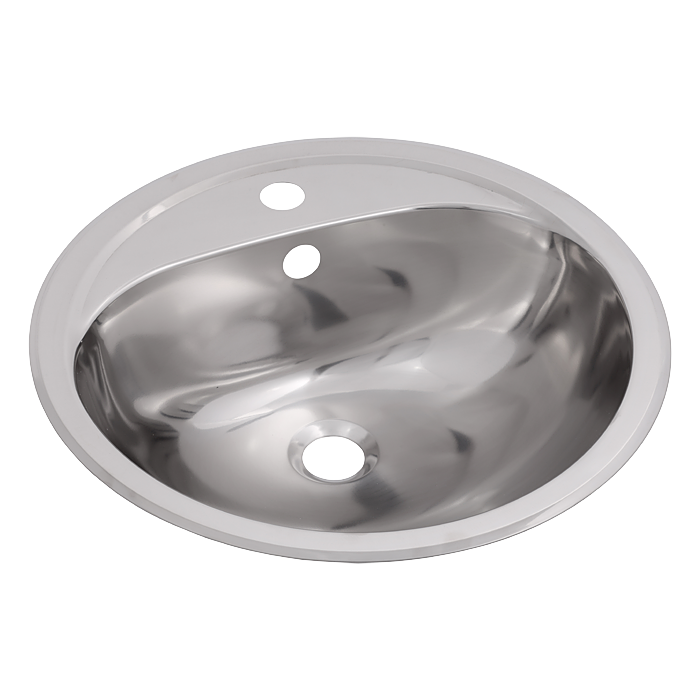 93320 Нержавеющий углублённый овальный умывальник с отверстием для смесителя SANELA 