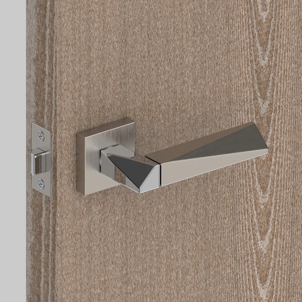 Ручка дверная на розетке DIAMOND DM/HD SN/CP-3, цвет никель/матовый хром FUARO STLM-2011918 - Вид №7