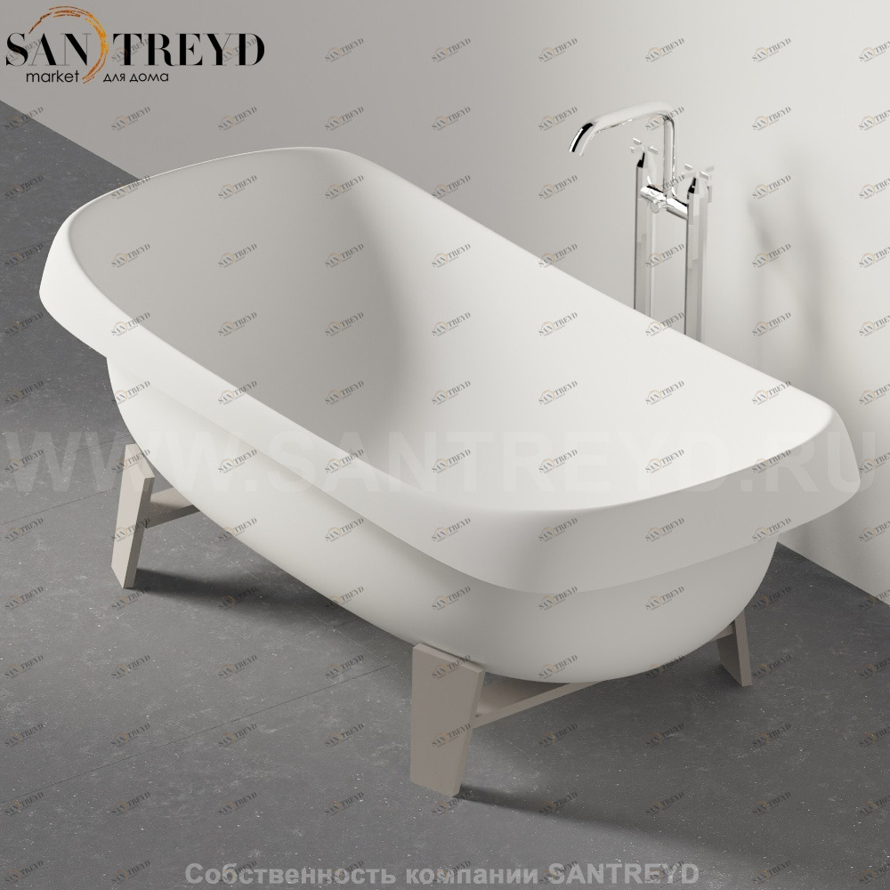 Ванна свободностоящая PEAR CUT белая на сером каркасе Agape AVAS0922ZZL