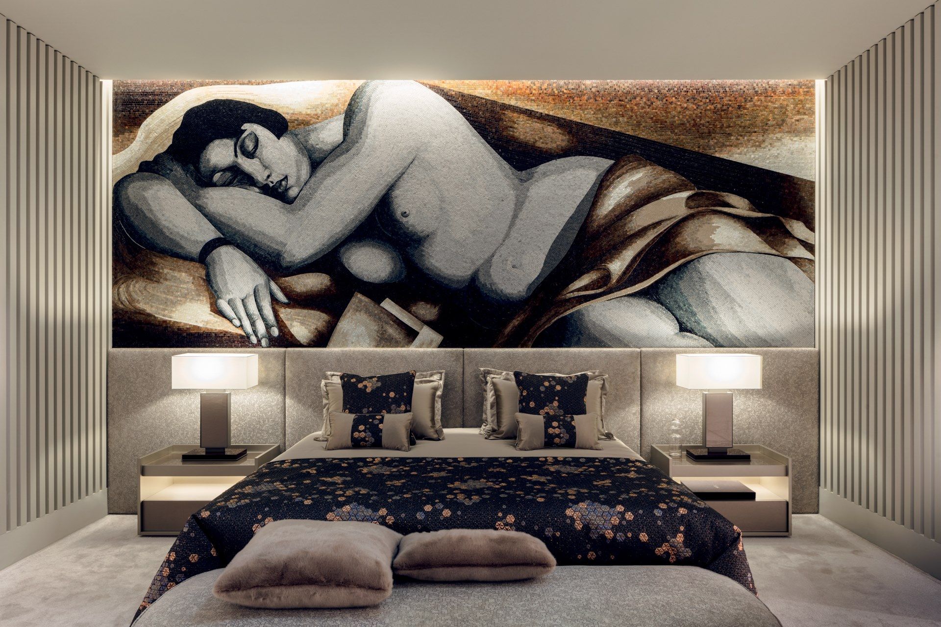 Тканевая кровать с мягким изголовьем Sicis Seneca ARCH-00102283