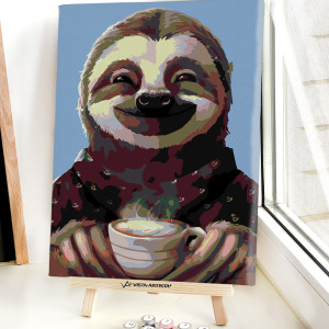 90723855 Картина по номерам Ленивец и Кофе 30х40 см STLM-0356089 RED PANDA