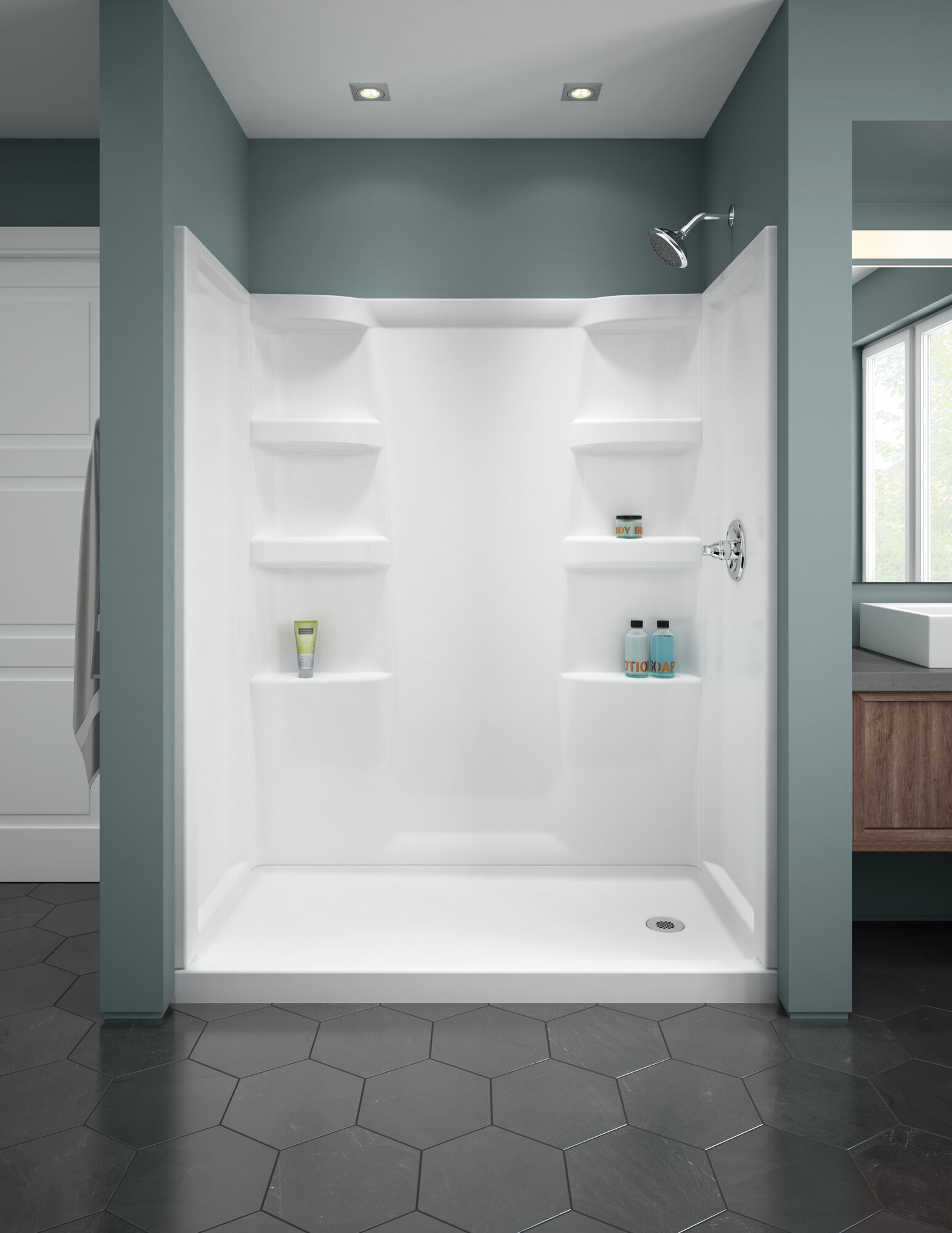 ProCrylic ™ 60 "x 32" Душевое основание, правый слив Delta Faucet B78615-6032R-WH - Вид №6