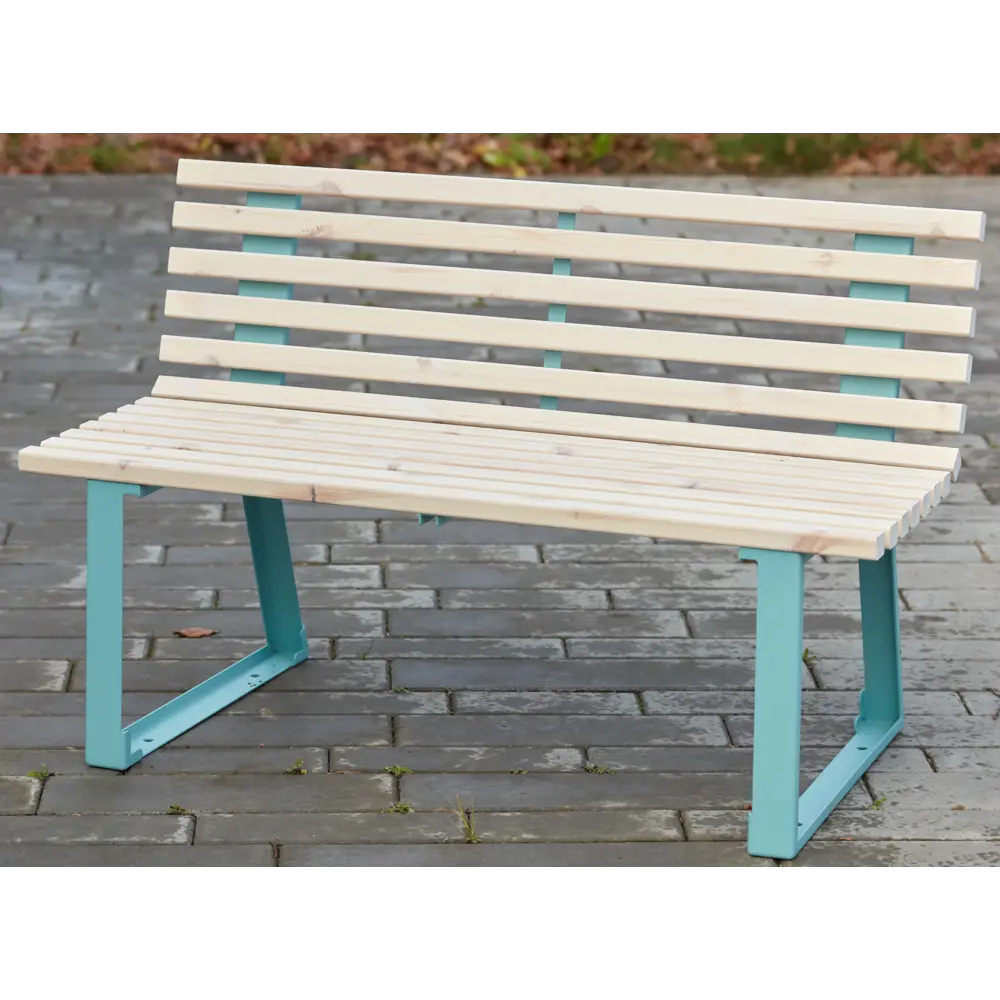 Скамья садовая Summer 120x61.5x77 см металл/дерево белый/голубой 82585543 STLM-2141209 Santreyd  - Вид №2