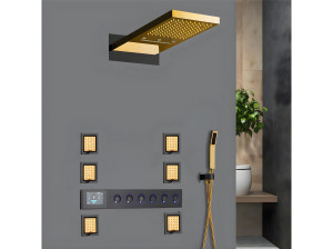 Нержавеющая сталь термостатический встраиваемый набор для душа с ручным душем