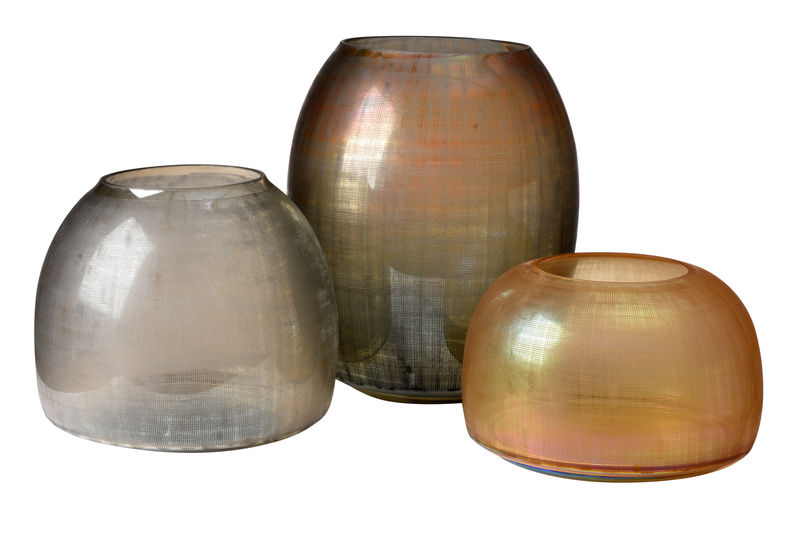 GWPP0047 Ваза из серого клетчатого стекла ijlbrown  - Вид №1